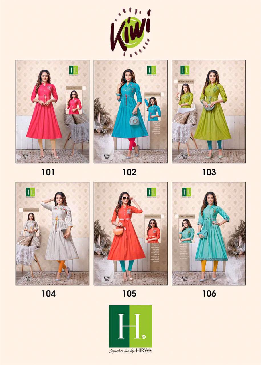 Hirwa Kiwi Latest Designer Ethnic Wear Fancy Rayon Anarkali Kurtis Collection
